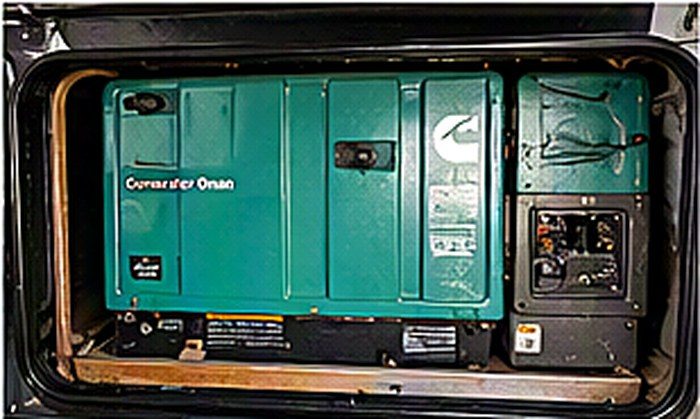 RV generator compartment being serviced